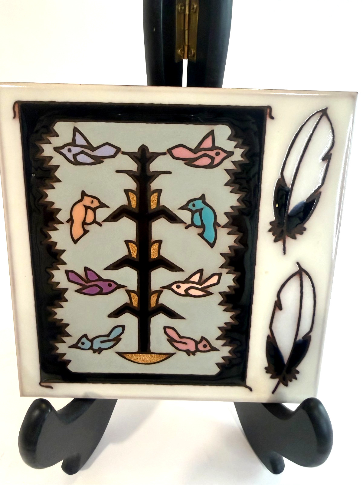 Handcrafted Navajo Weaving Design Ceramic Tile Trivet Southwest Heritage 1991 US