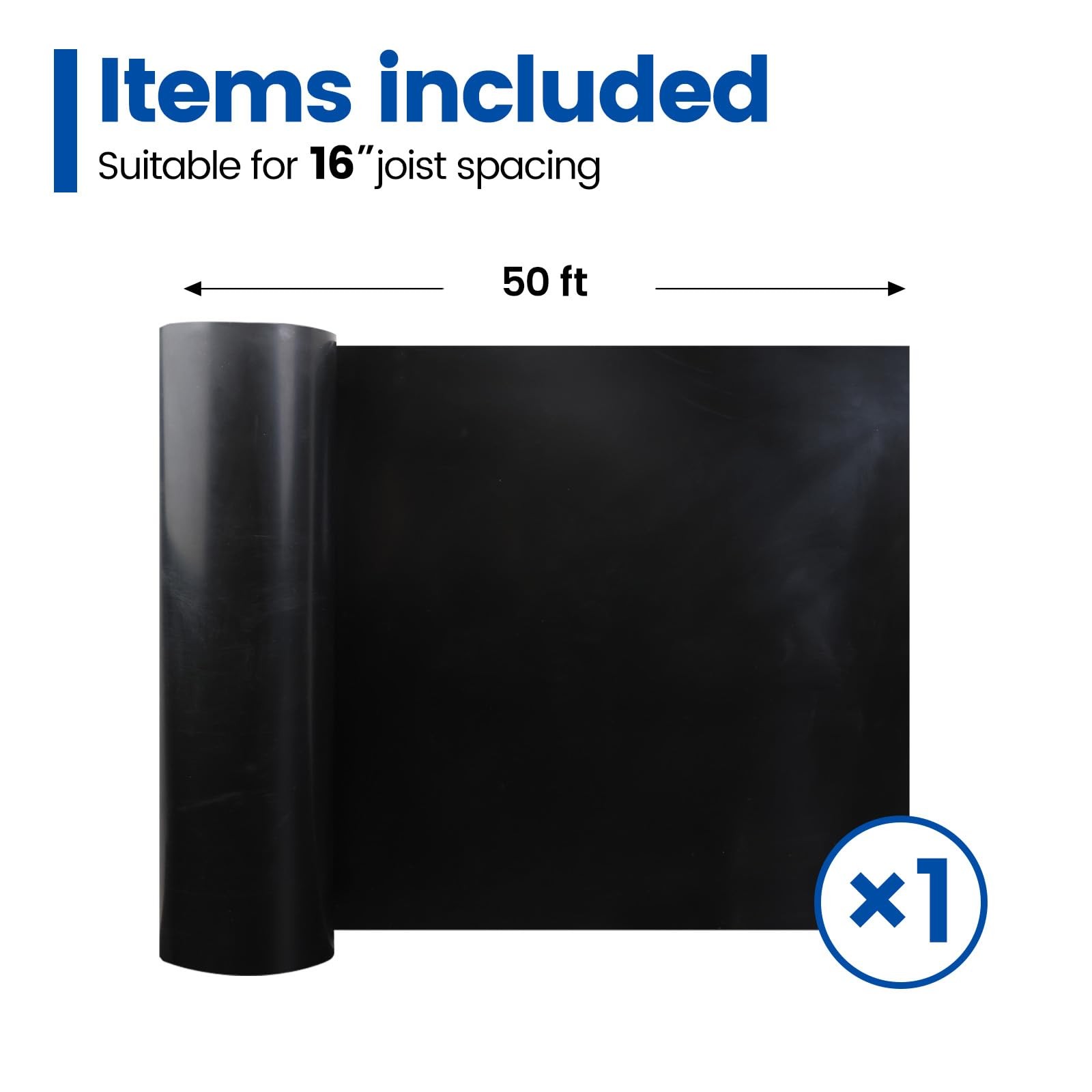 50FT Black Under Deck Drainage System HDPE Waterproof Membrane for Joists