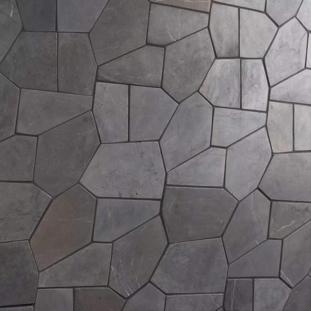 Countryside Organica Java Gray 11.81 In. X 19.68 In. Honed Marble Mosaic Floor a