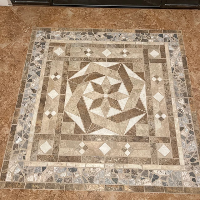 Custom made tile medallion & listello accents. Information Listing. Ebay store.