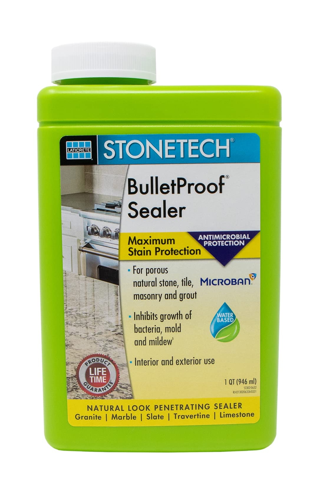 StoneTech BulletProof Sealer 1 Quart Maximum Protection for Natural Stone Grout