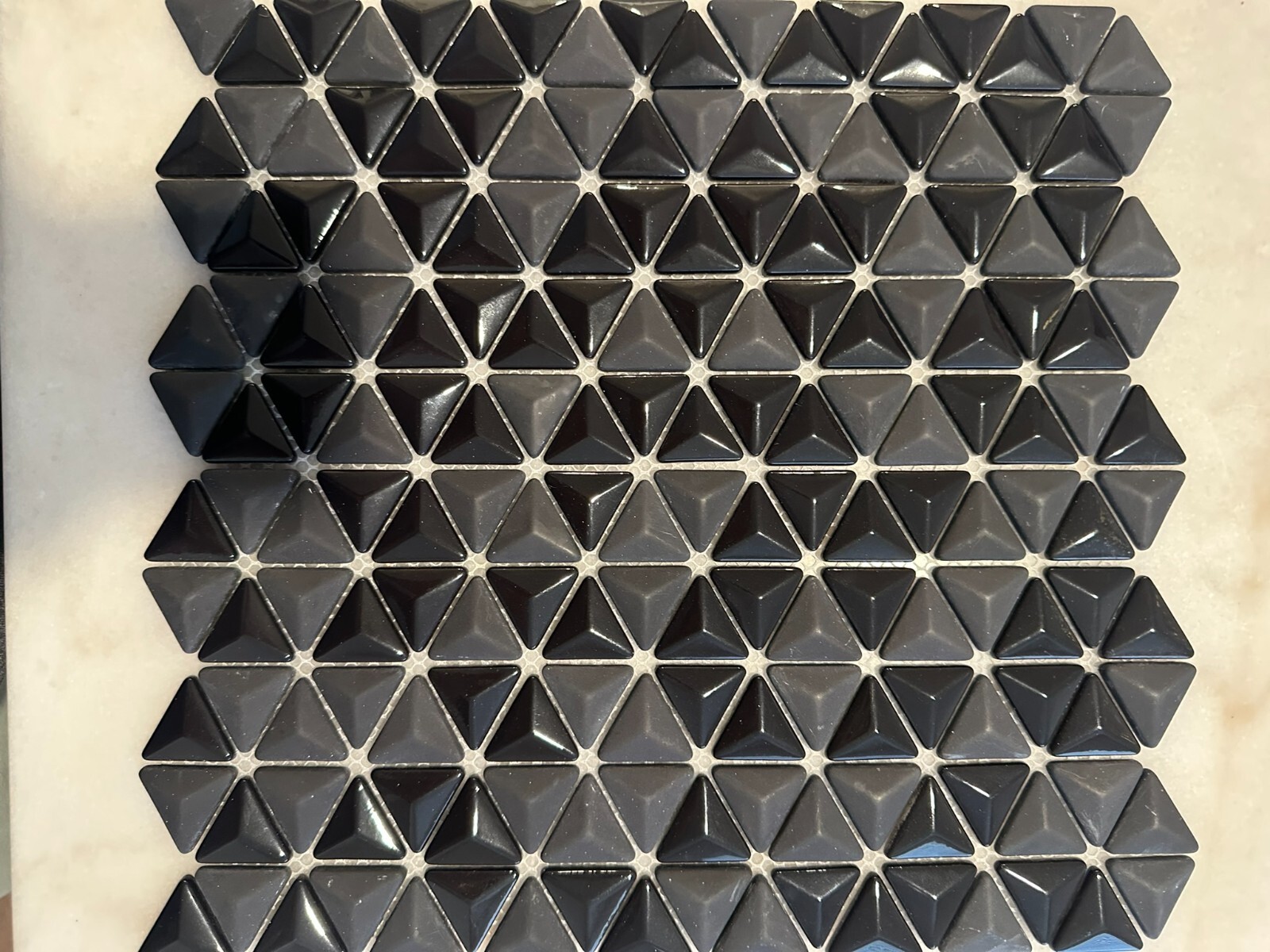 Black Triangle Matte and Glossy Mixed Mosaic Glass