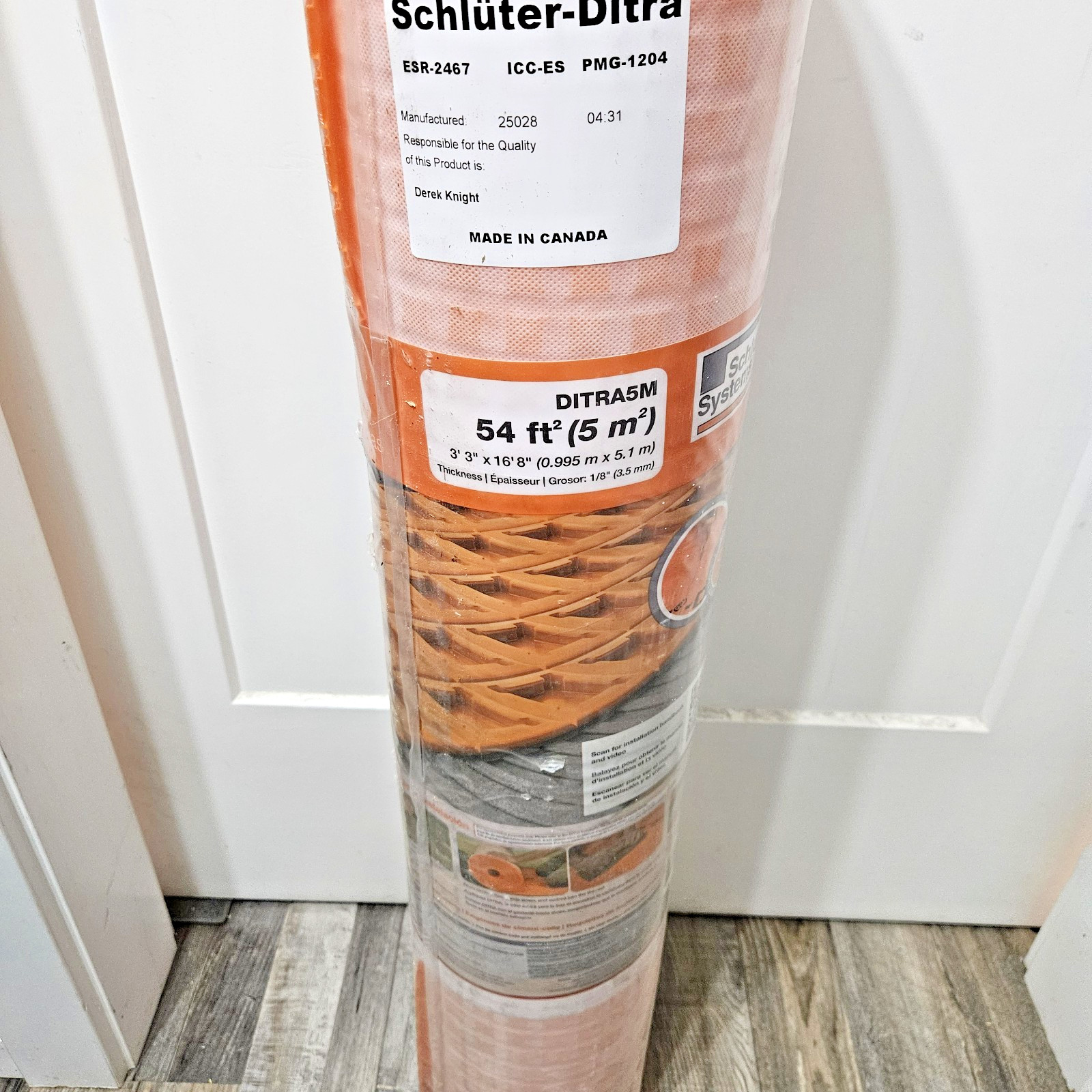 Schluter Ditra 5M Uncoupling Floor Membrane 54 SqFt Roll 1/8″ Tile Underlayment