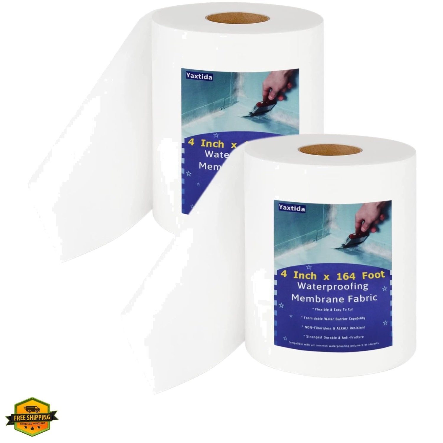 2 Pack 4 Inches x 164 Feet Waterproofing Membrane Anti Fracture Fabric, Reinf…