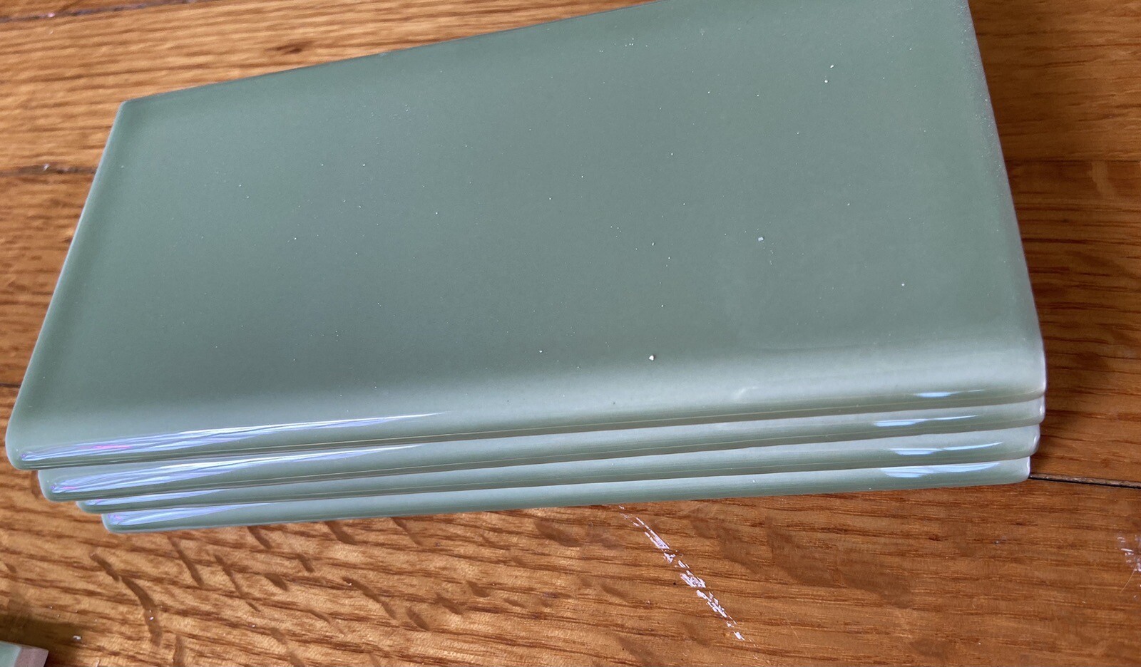 Sage Green Subway Tile Bullnose 12 pieces 6 Linear Feet 6″ by 3″ Fired Earth