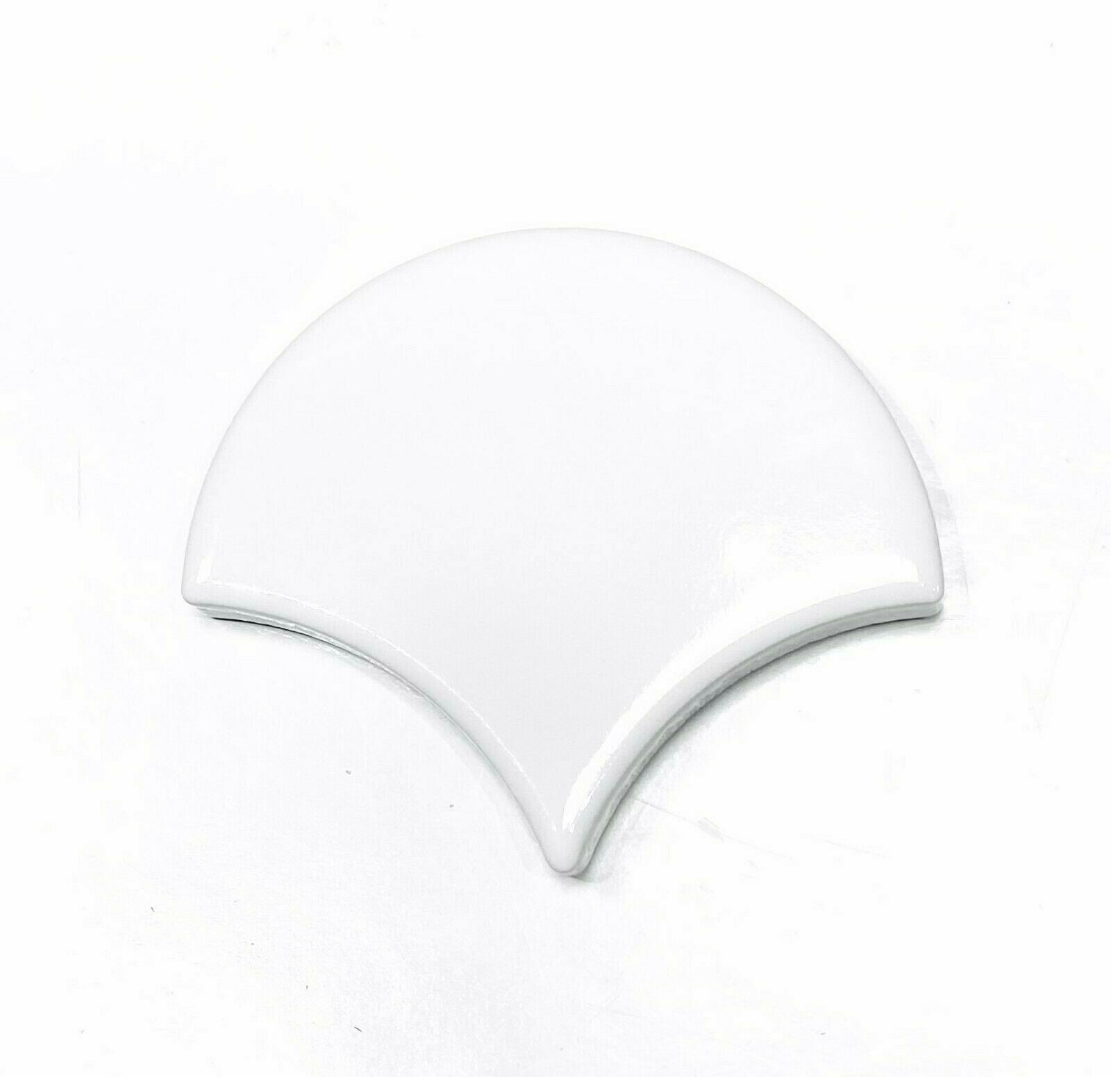 Mandarin Glossy Fan White Porcelain Mosaic Arts Crafts Tile PACK OF 5 PIECES