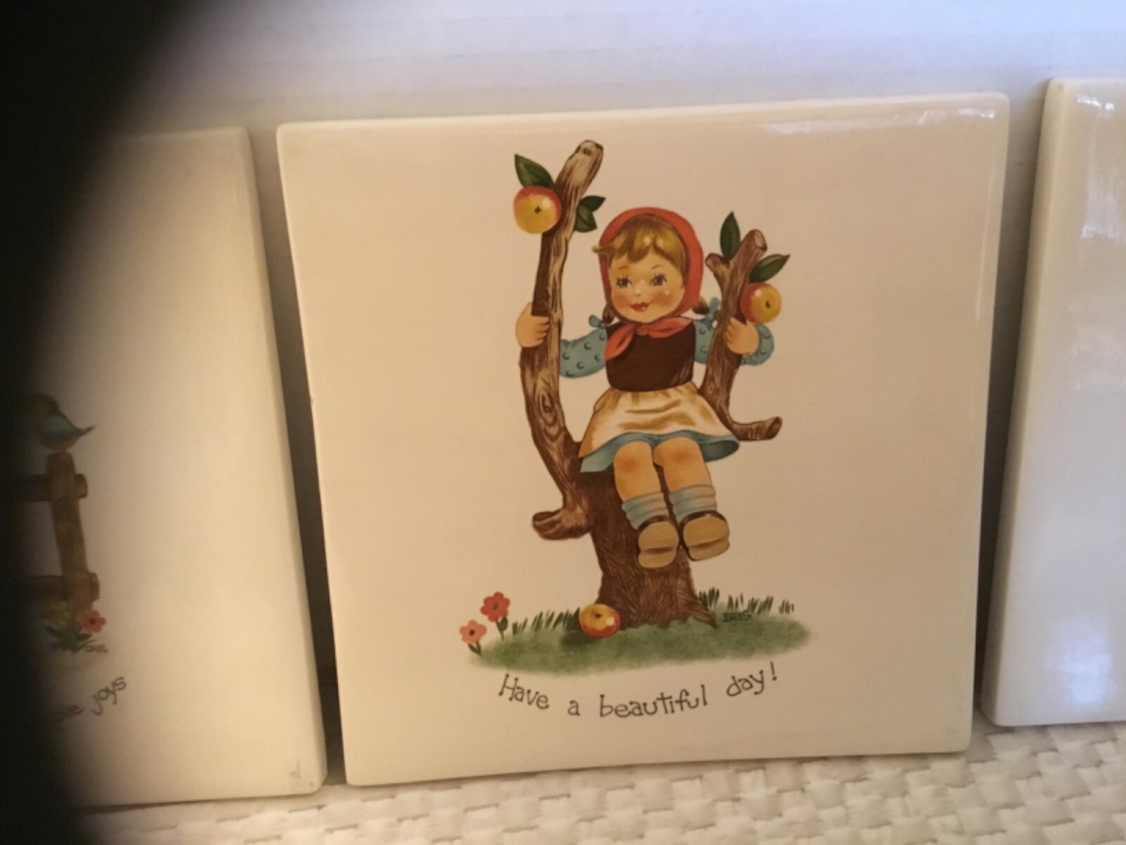 Vintage (3) Hummel Style Designs with Sayings Ceramic Tiles 5.75” x 5.75”