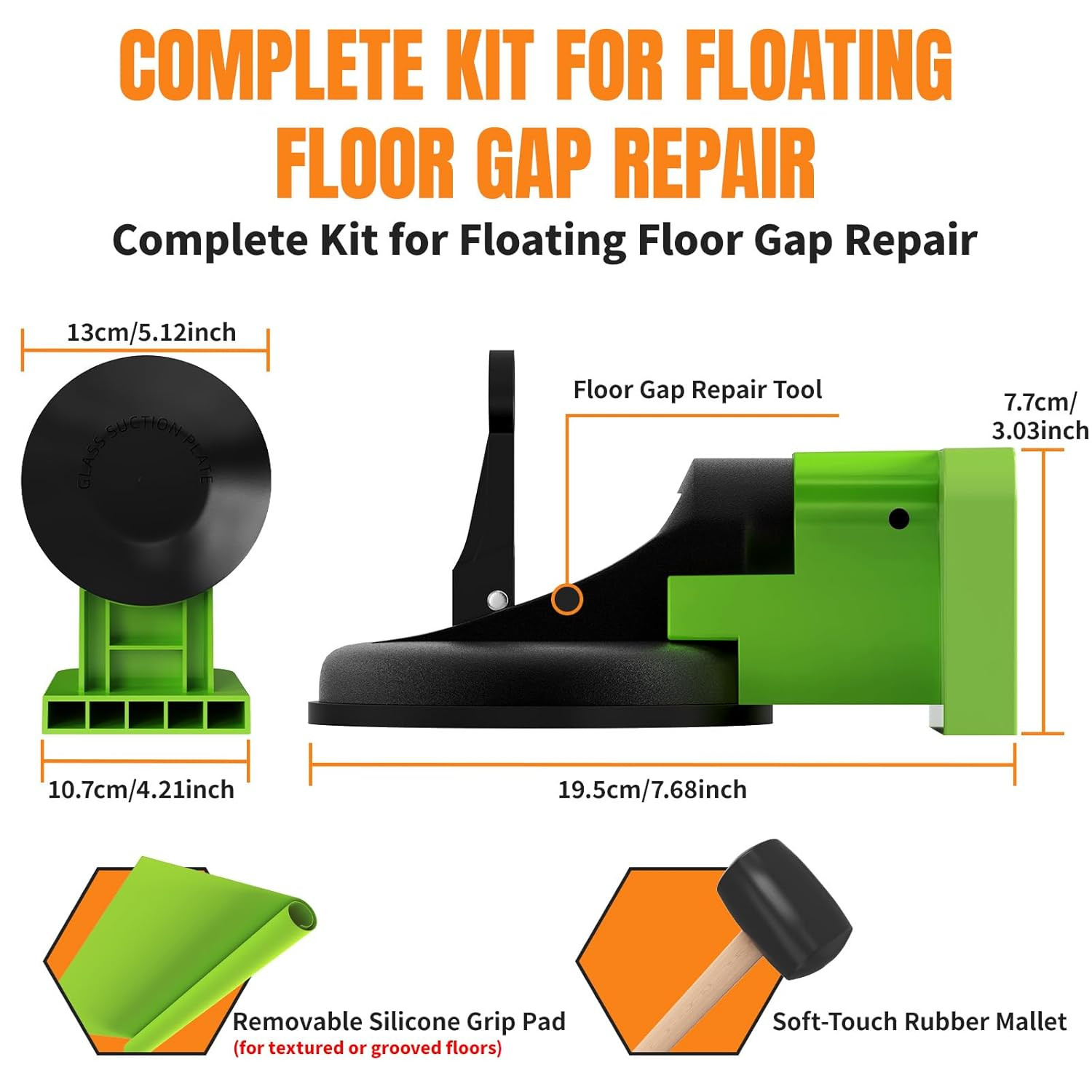 Floor Gap Fixer Tool Kit with Suction Cup & Rubber Mallet, Floating Floor Fixer
