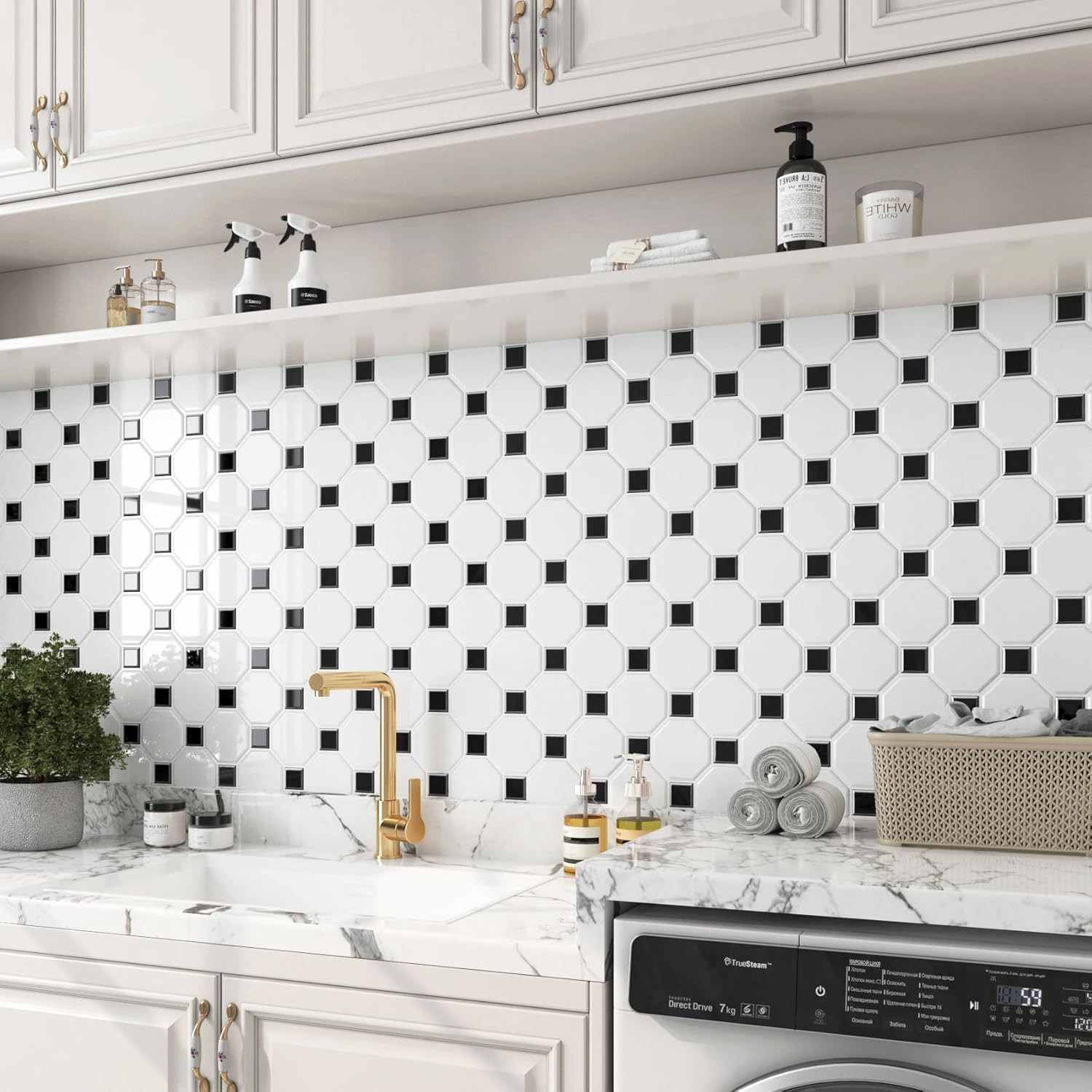 30 Pcs Peel and Stick Backsplash Tile Stickers White Hexagon Sticky Back Splash