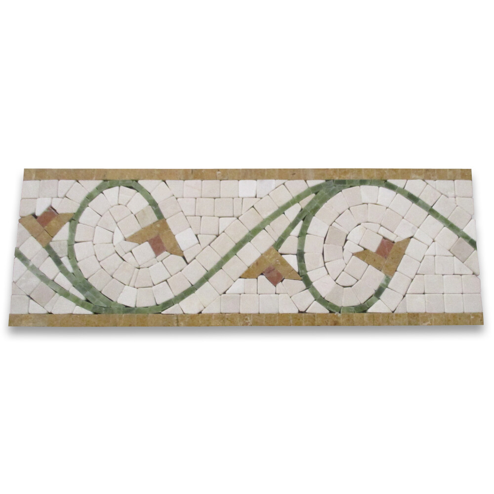 B4693T Marble Mosaic Border Listello Accent Tile Agean Antique 5×14.5 Tumbled
