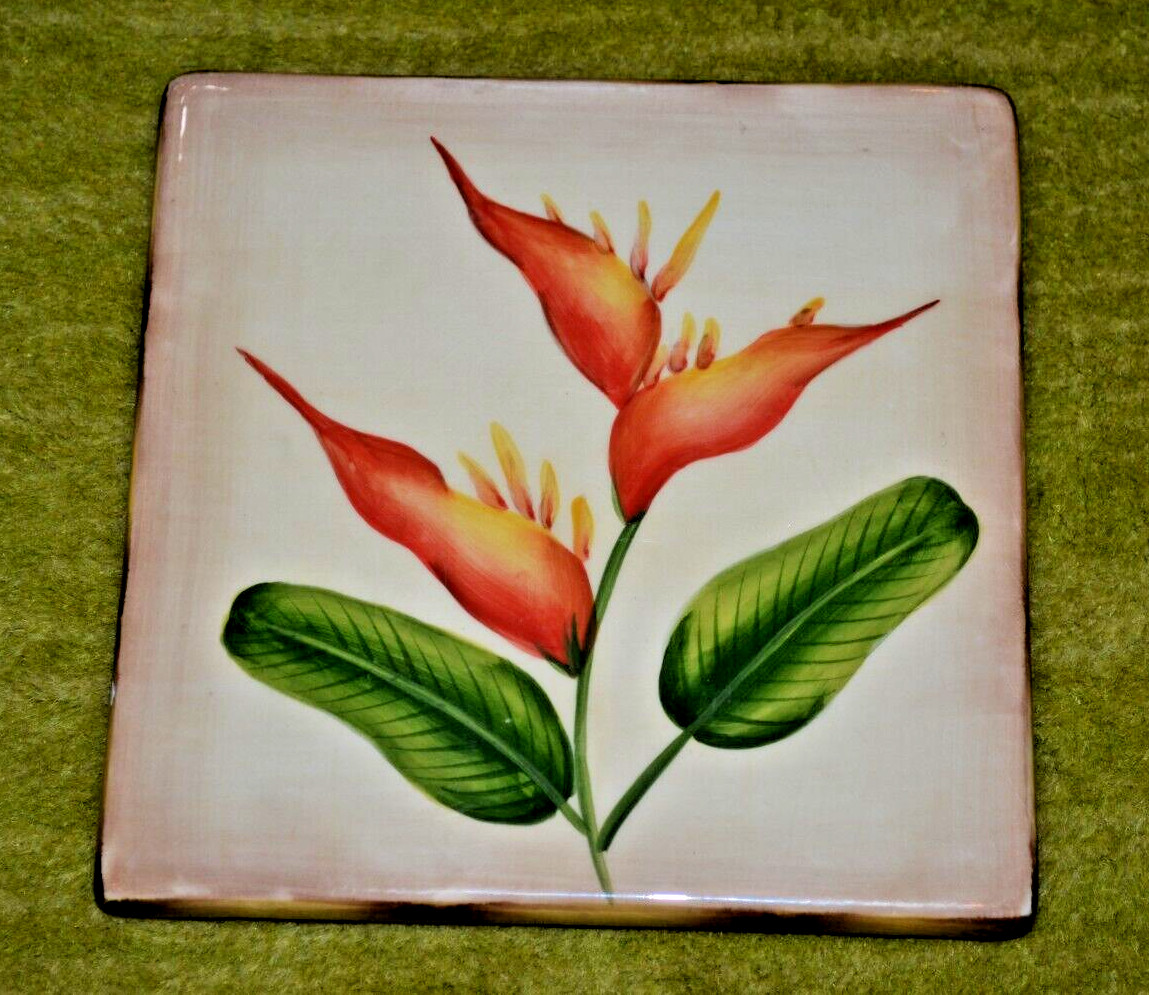 Bird of Paradise Ceramic Tile Wall Decor – Hot Plate Pacific Rim 6″x6″