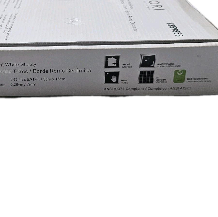 Satori Hudson White Subway Tile Glossy Ceramic Bullnose Trim Border Lot of 5