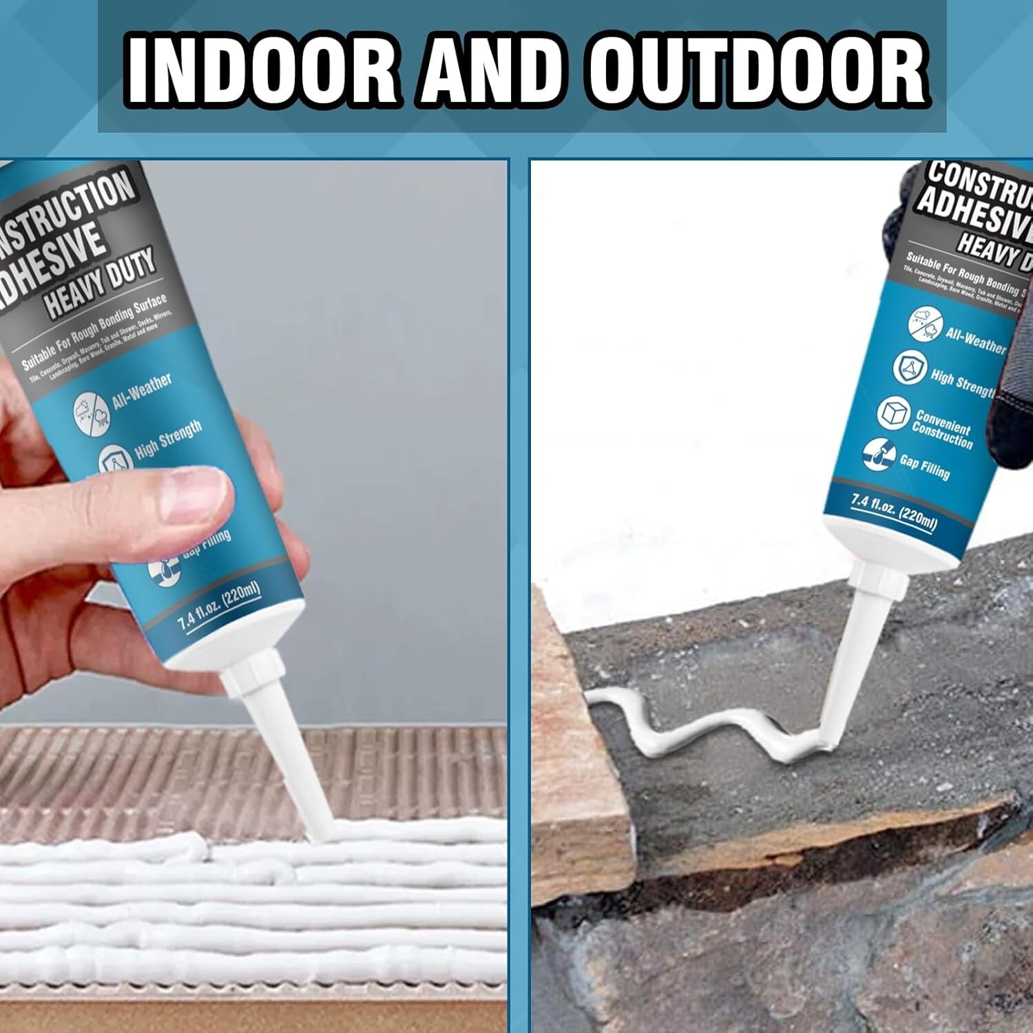 Construction Adhesive Heavy Duty, Cement Glue for Concrete, Tile, Cement, Floor