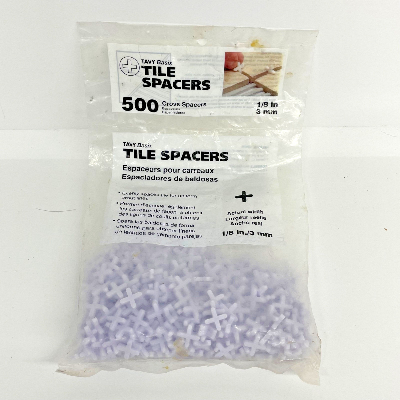 TAVY Basix 500-Pack 1/8″ White Cross Plastic Tile Spacer, FREE SHIPPING.