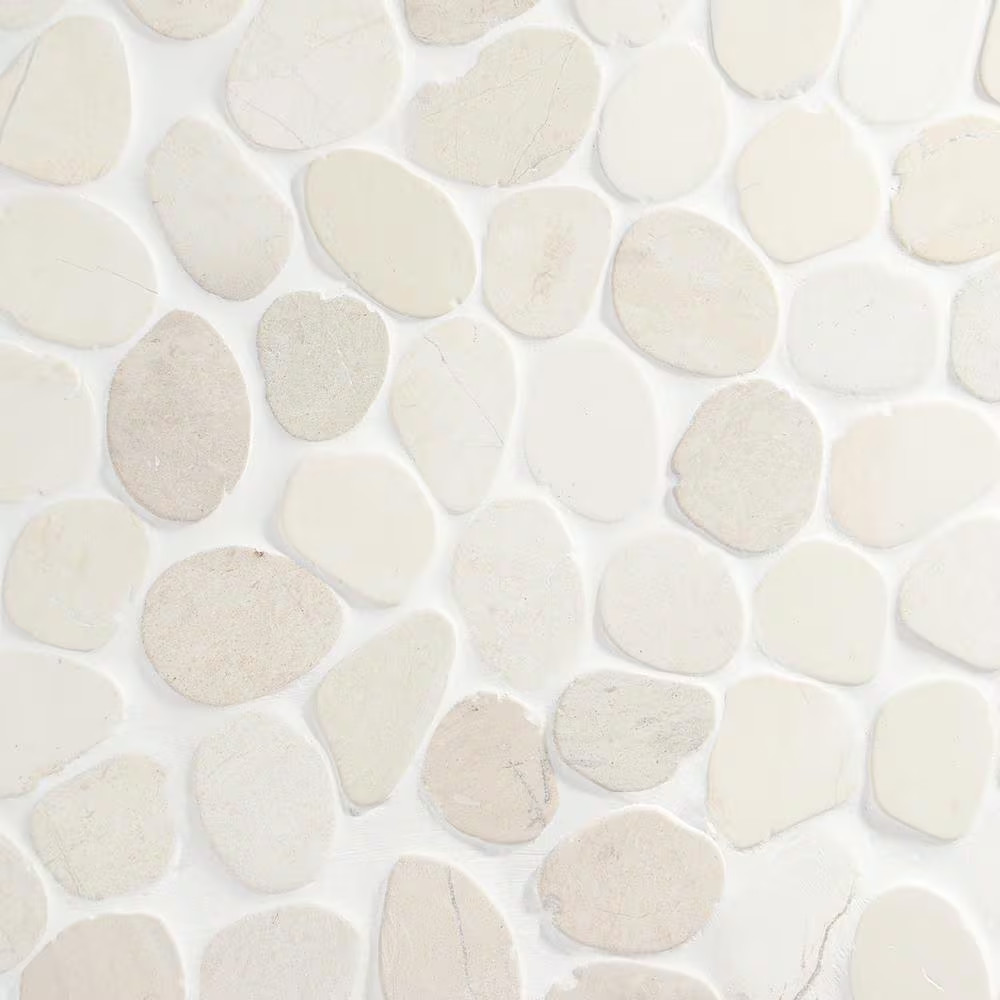 Countryside Sliced round 11.81 In. X 11.81 In. White Floor and Wall Mosaic (0.97