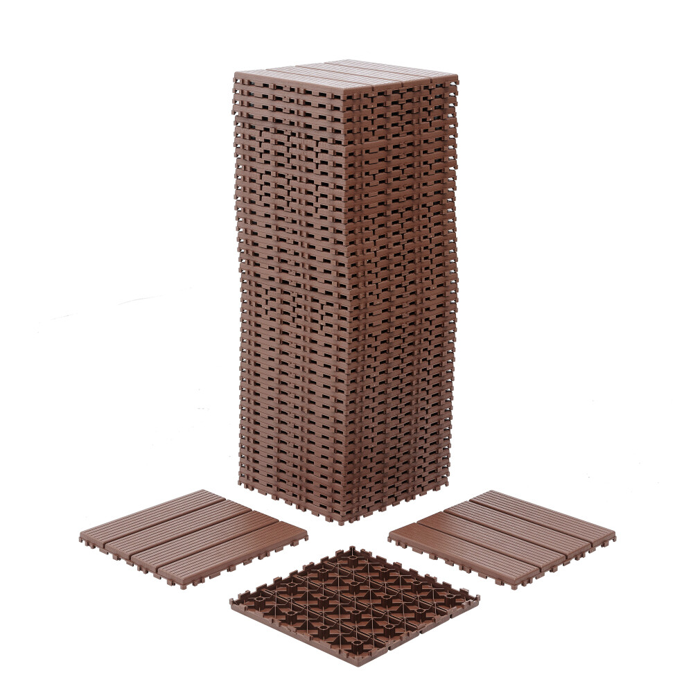 44pc Patio Interlocking Deck Tiles Decking Tiles 12″x12″ Square Balcony Poolside