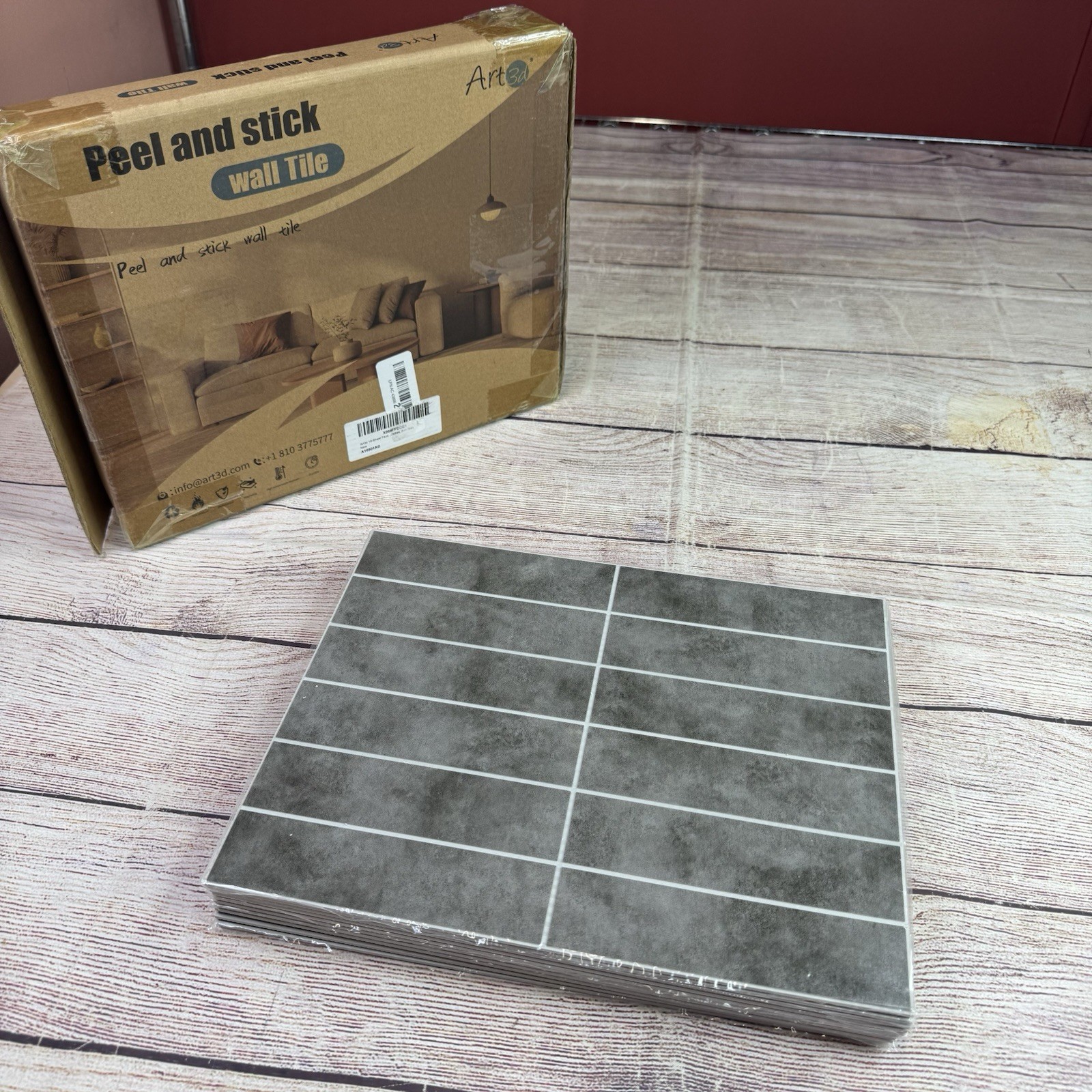 Art3d Peel & Stick Backsplash 10-Sheet Ash Grey Faux Stone Tile 7.2 Sq Ft
