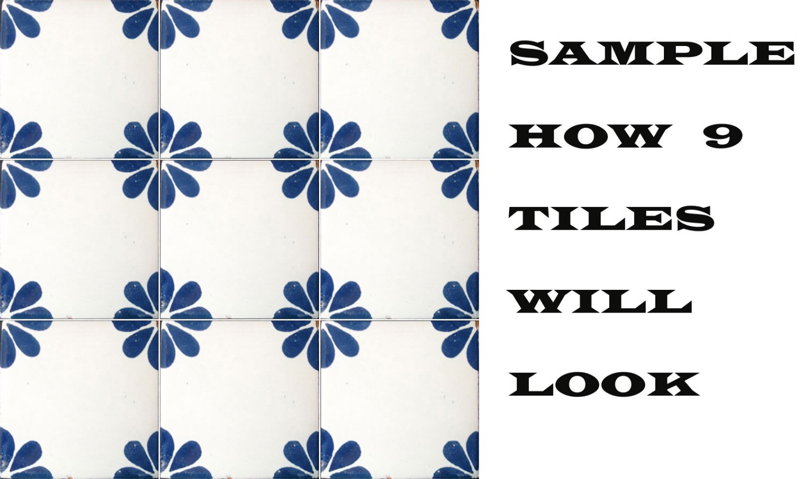 9 MEXICAN TILES WALL OR FLOOR USE TALAVERA MEXICO CERAMIC HANDMADE POTTERY C#079