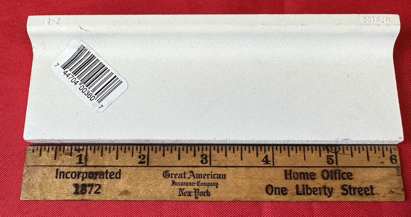 1 pc. Matte Biscuit: Ceramic Radius Bullnose Tile by American Olean Co. 2″ X 6″