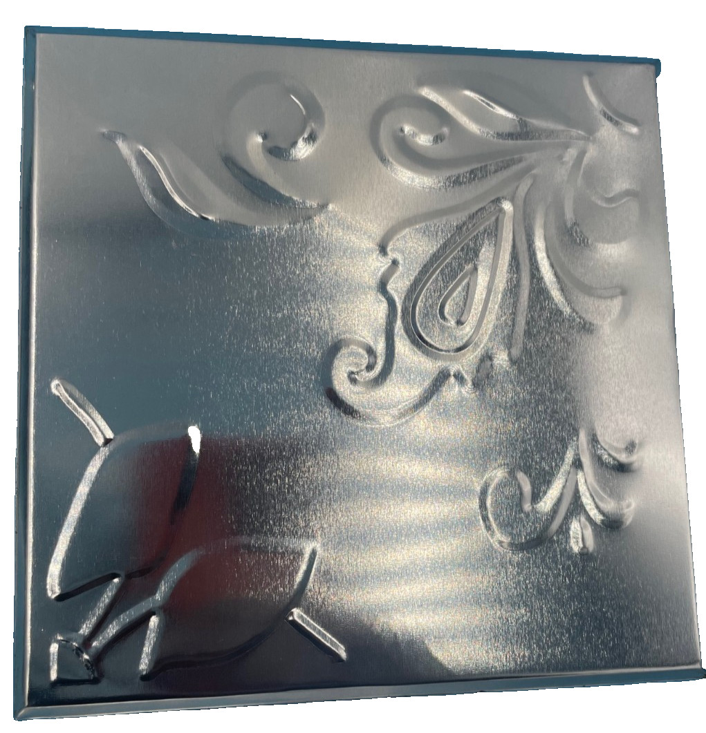Backsplash Tiles Metallic Silver Tone Embossed 6”x 6”, 40pcs