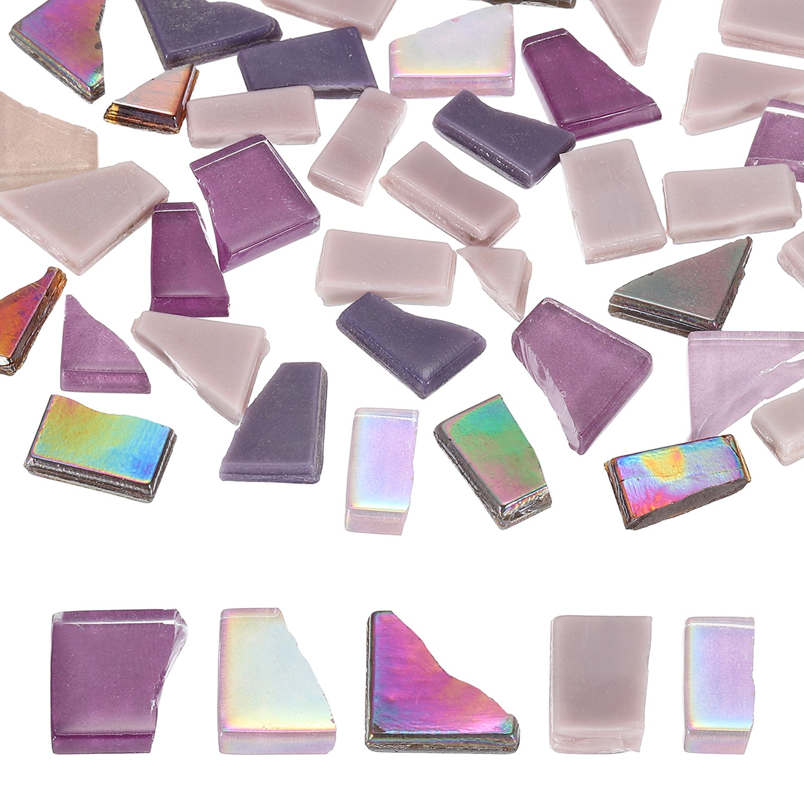 Irregular Glass Mosaic Tiles, 300G/0.7LB Stained Glass Sheets, Purple Series