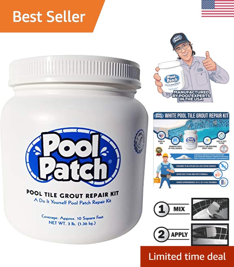 White Pool Tile Grout Repair Kit – 3lb Waterproof Solution for Quick Fixes