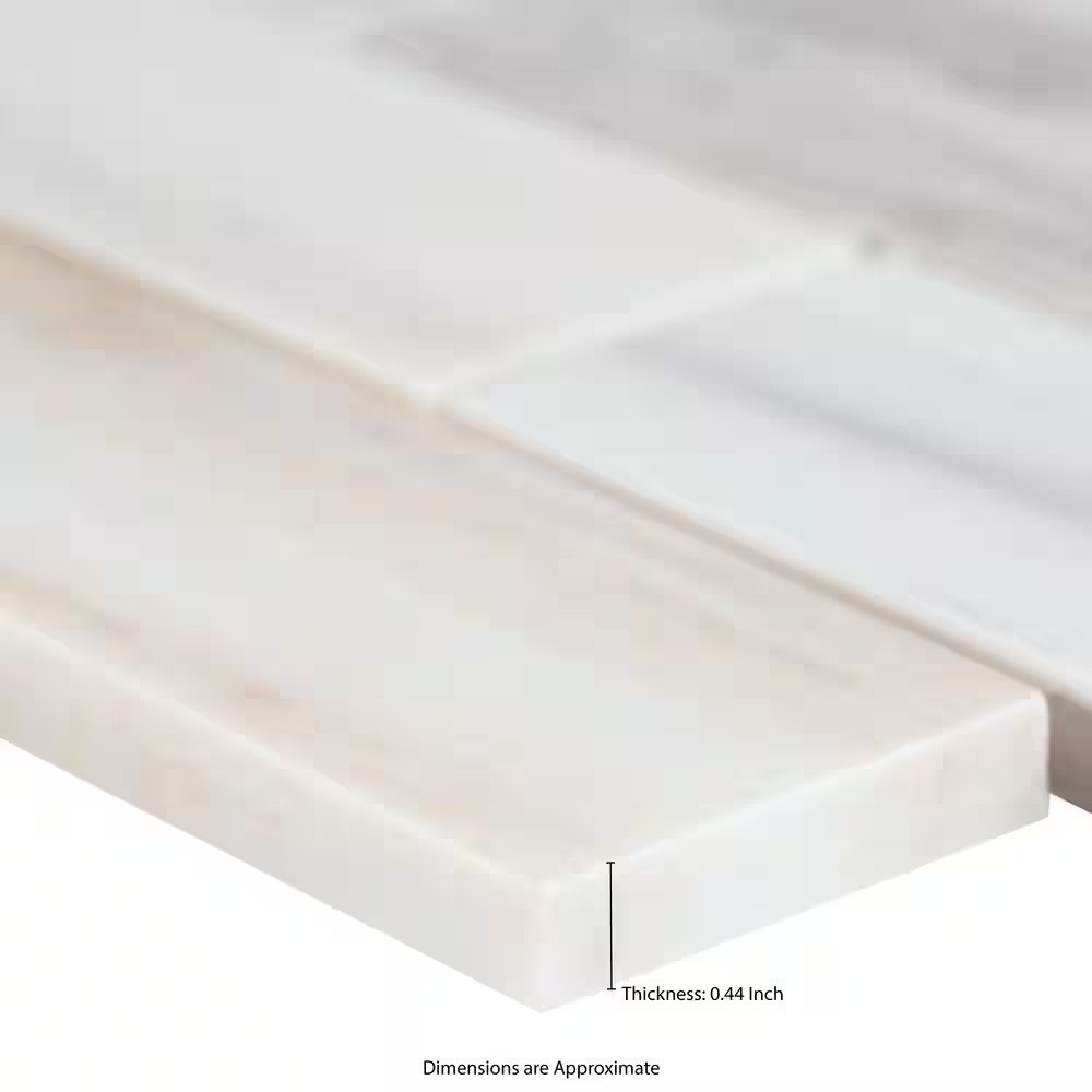Angora Subway 12 In. X 12 In. X 0.38 In. Polished Marble Mesh-Mounted Mosaic Flo