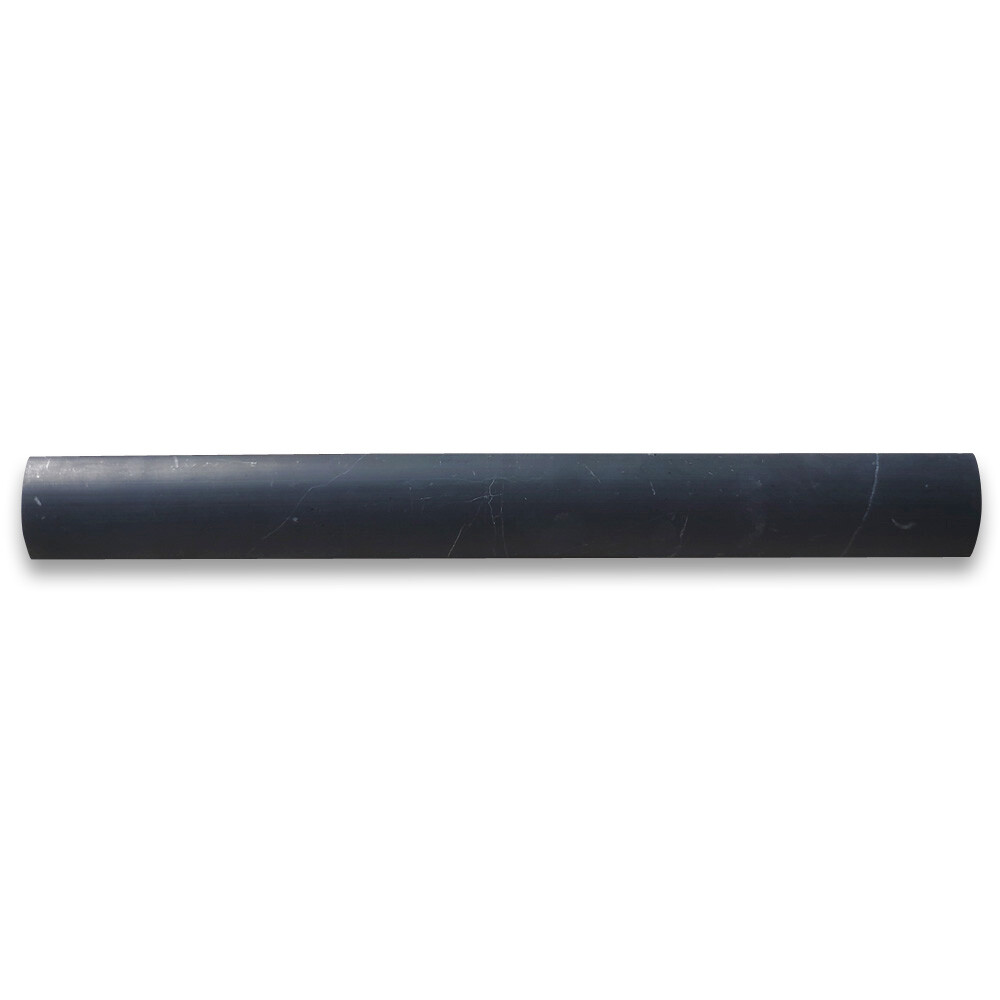 N16H Nero Marquina Black Marble Round Edge Pencil Liner Trim Molding Honed