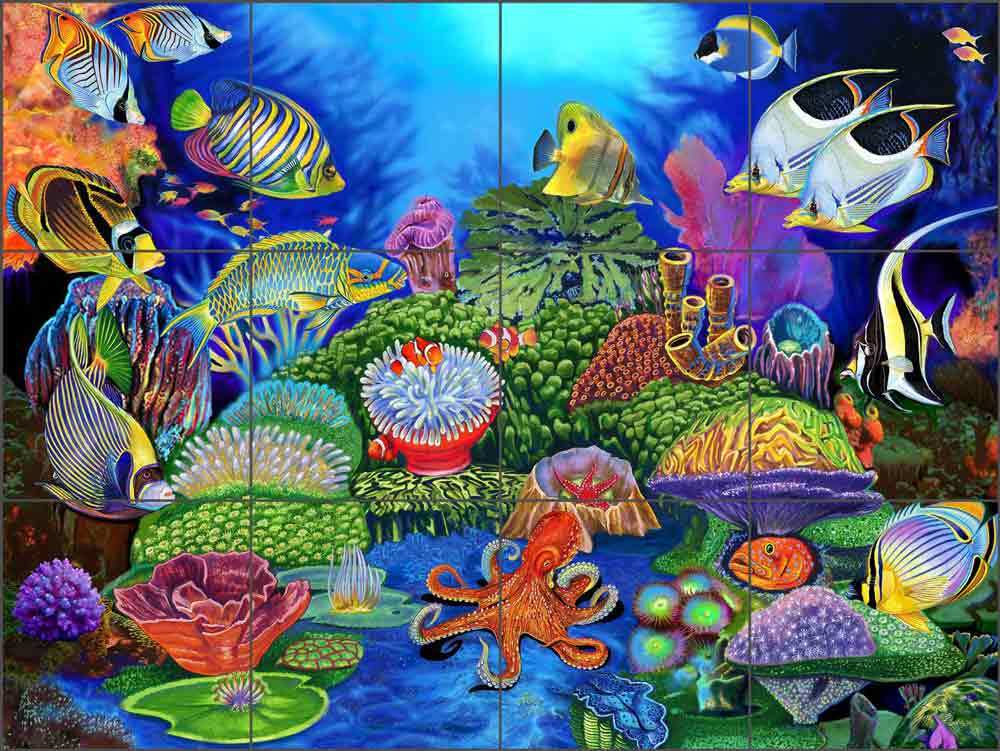 Undersea Tile Mural Fernando Agudelo Fish Sea Life Ceramic Backsplash Art FAA035