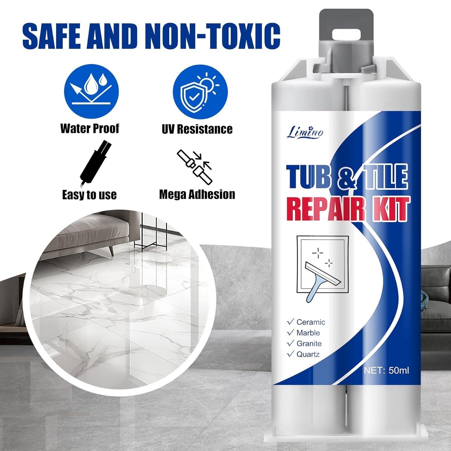 Tile Repair Kit – Porcelain Repair Kit for Repairing Scratches, Chips, Dents,…