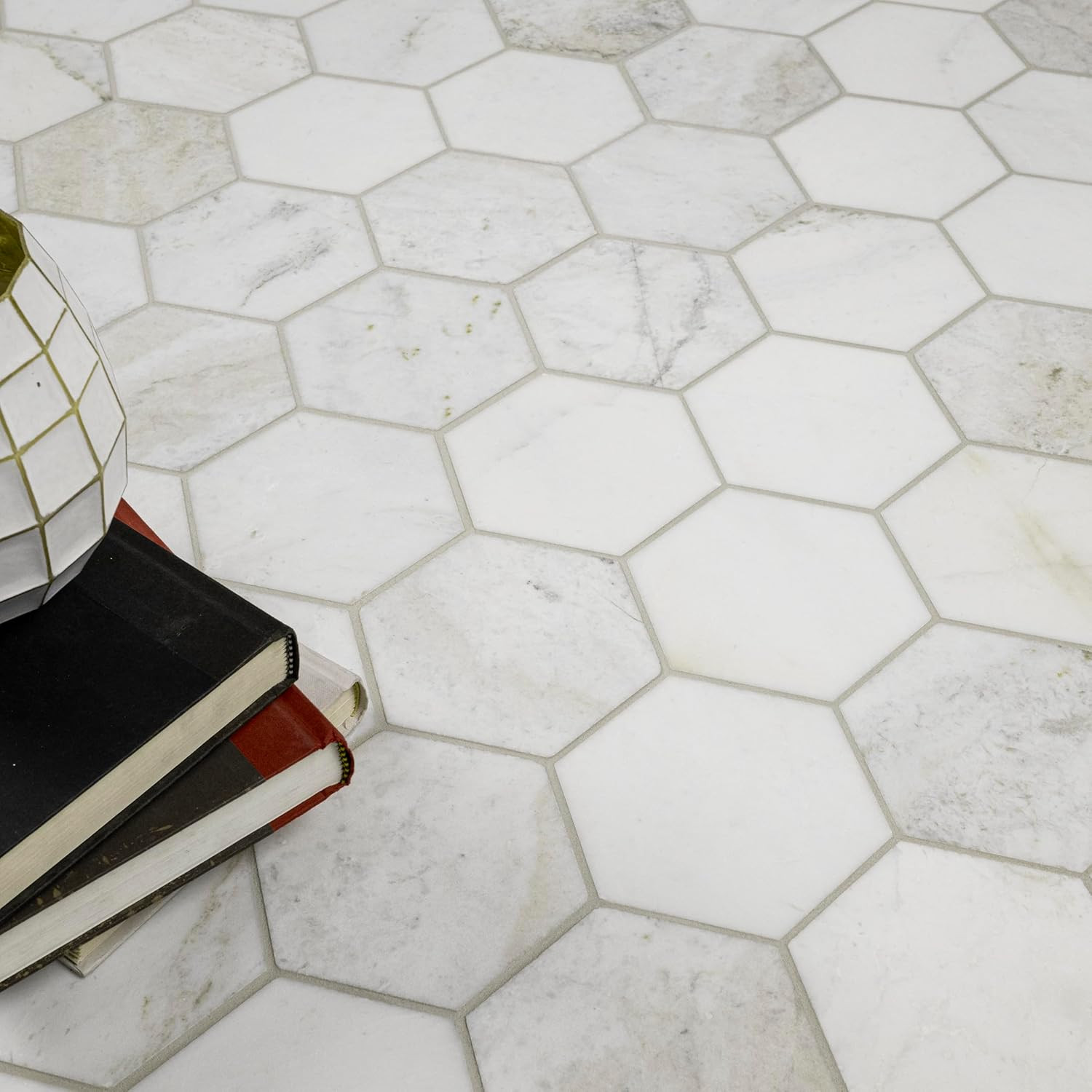 Arabescato Venato White Hexagon Honed Marble Tile for Elegant Spaces