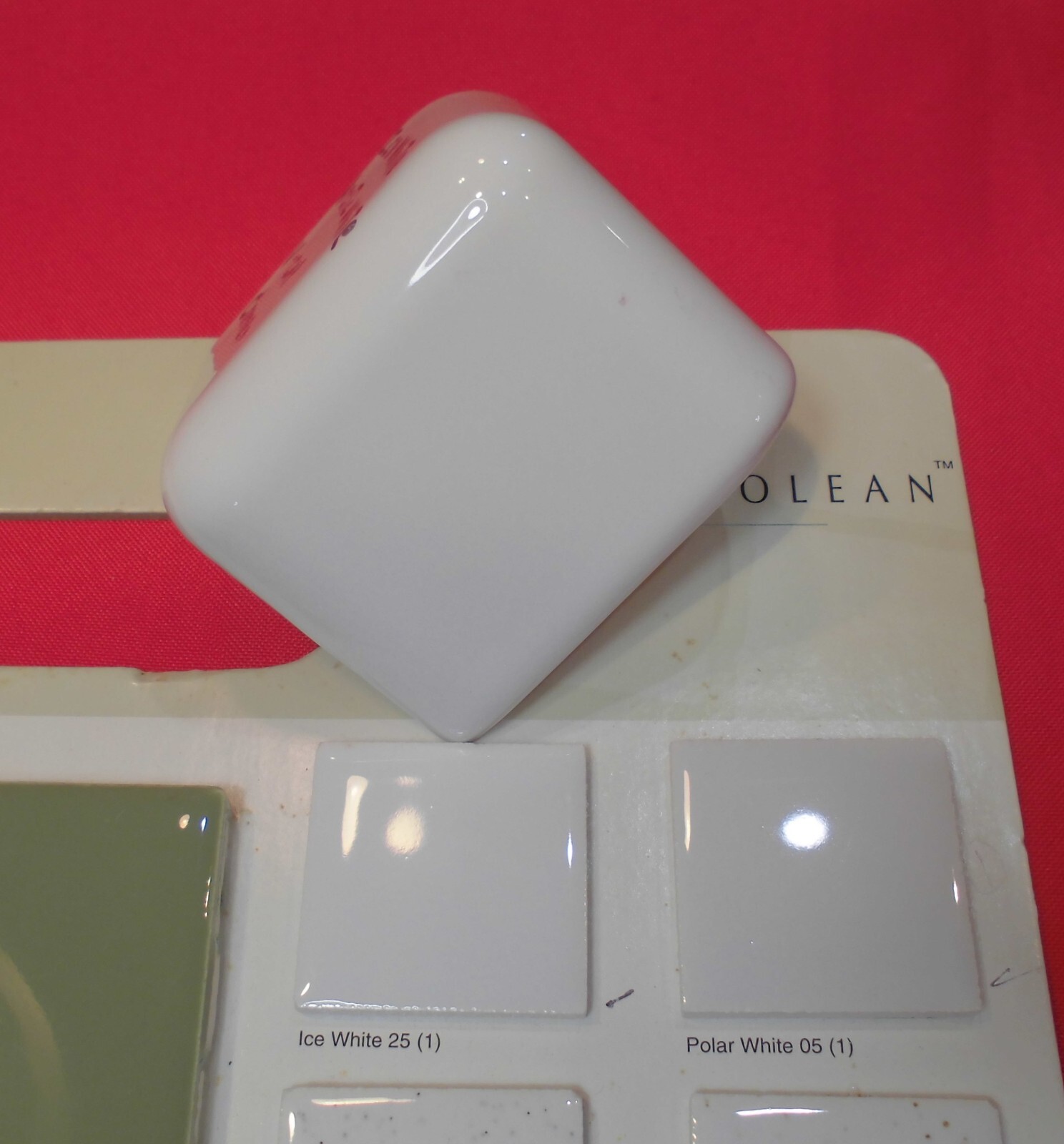1 pc. Glossy Ice/Arctic White: V Cap Corner Ceramic Trim Tile: Countertop Edging