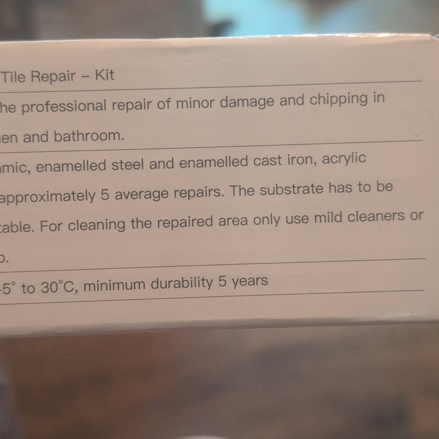 Tub And Tile Repair Kit Porcelain Enamel Acrylic Ceramic Fiberglass White Color
