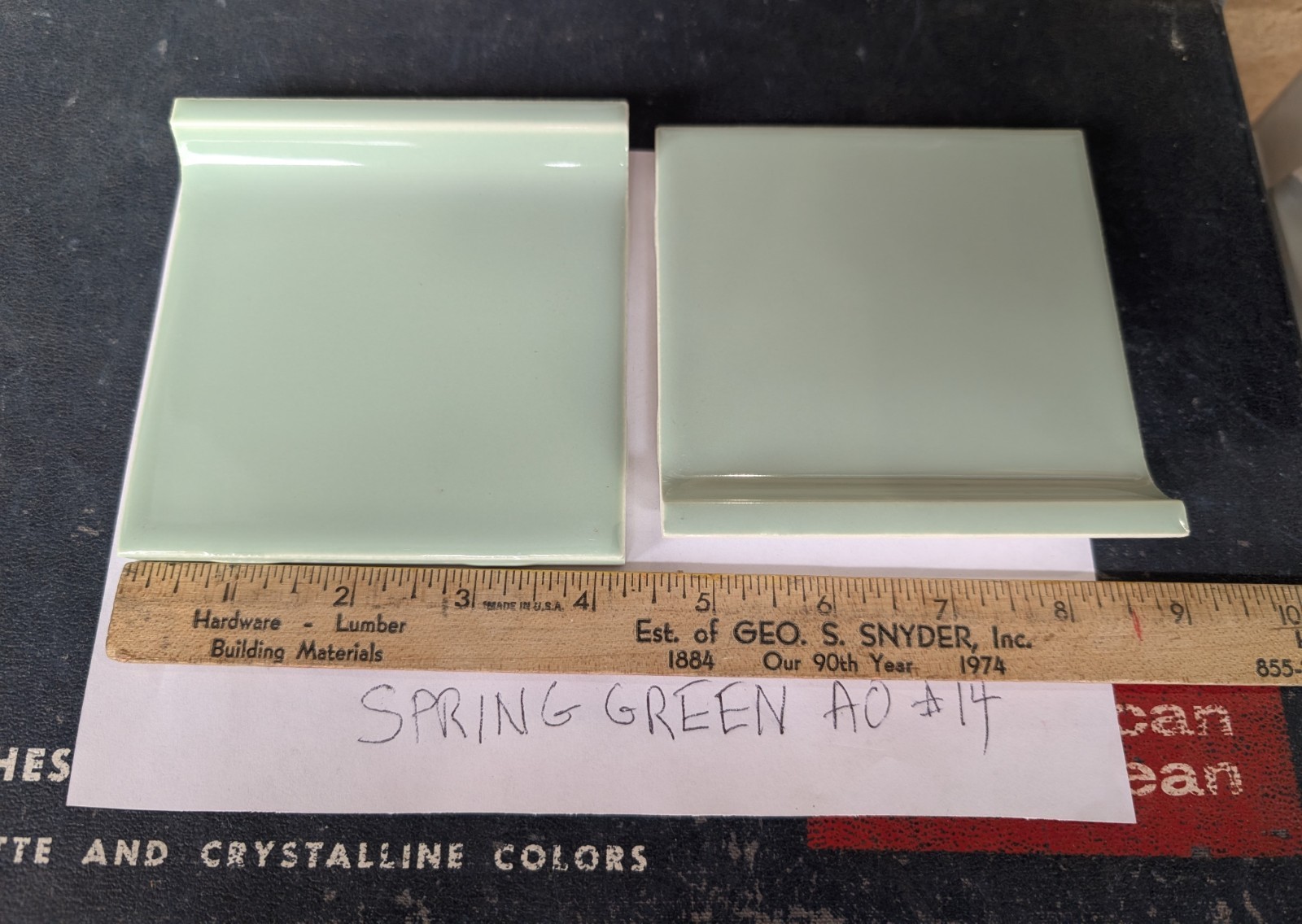 2 pcs NEW American Olean Spring Green #14 A3401 Ceramic Tile Cove base 4-1/4″