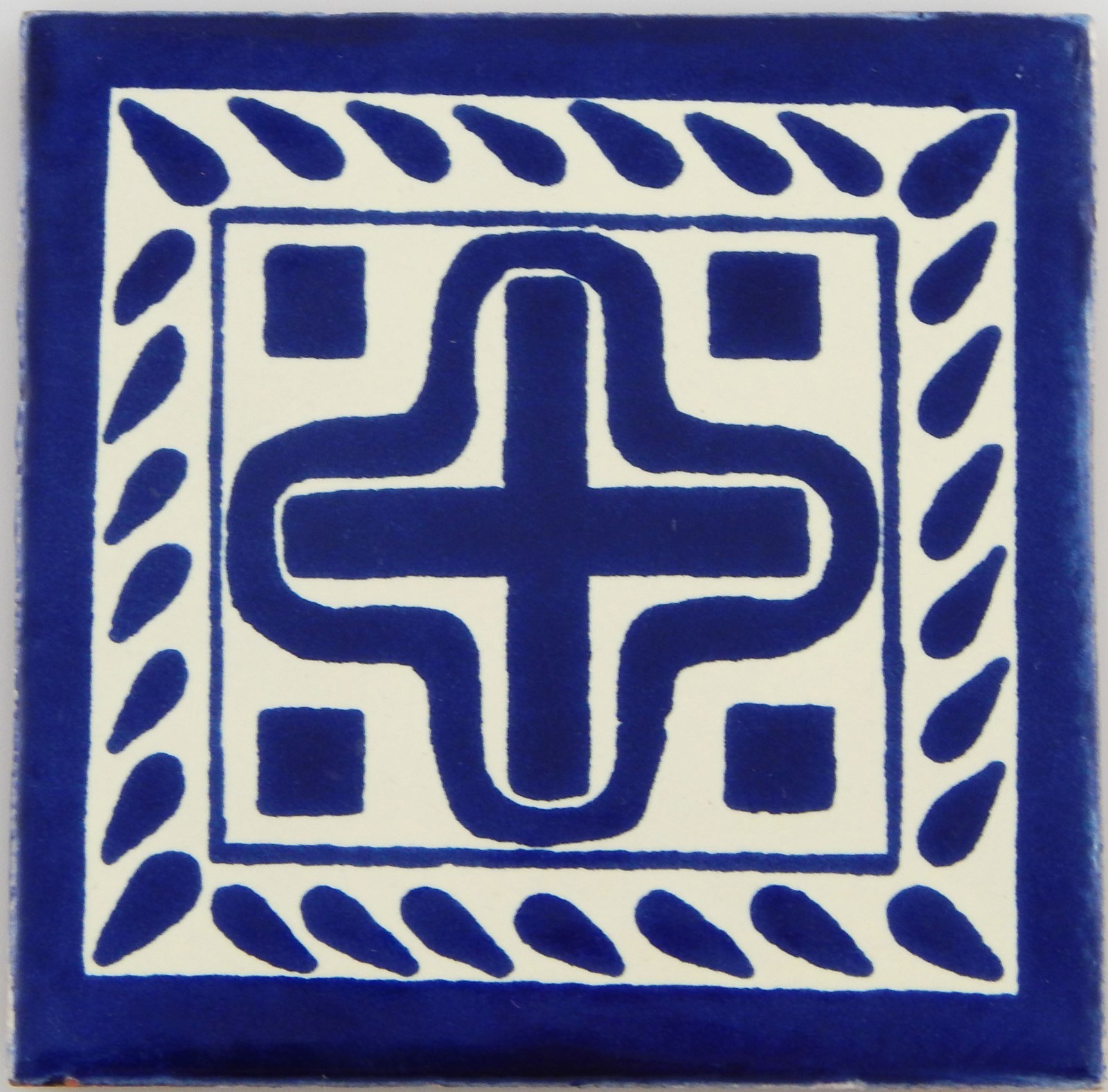 C357- Mexican Handmade Talavera Clay Tile Folk Art 4×4″ Handpainted