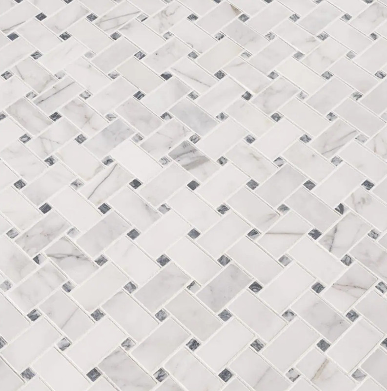 MSI Calacatta Cressa Basket Weave 11.38×12.38 Honed Marble Look Floor Wall Tile