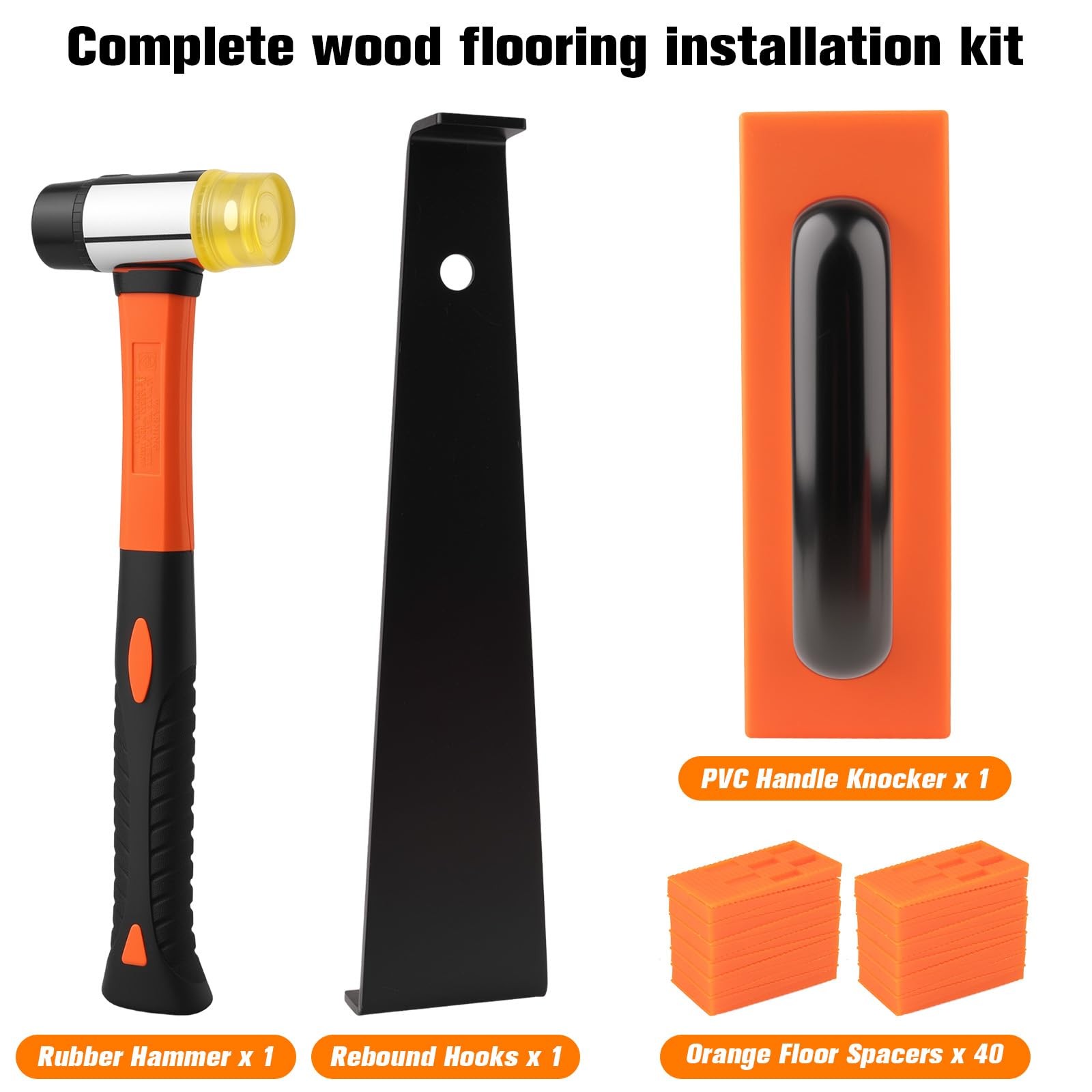 43-Piece Laminate Flooring Tools with Sturdy Double-Ended Hammer, Steel Retur…