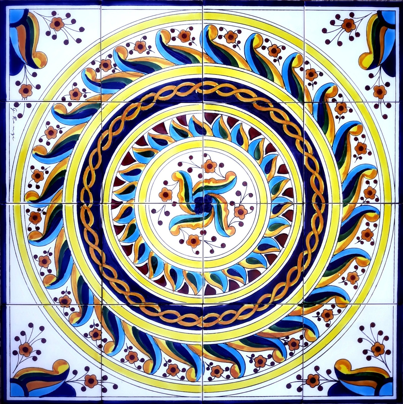24inx24in Ceramic Tiles Mosaic Wall Mural Mosaic Medallion Persian Design
