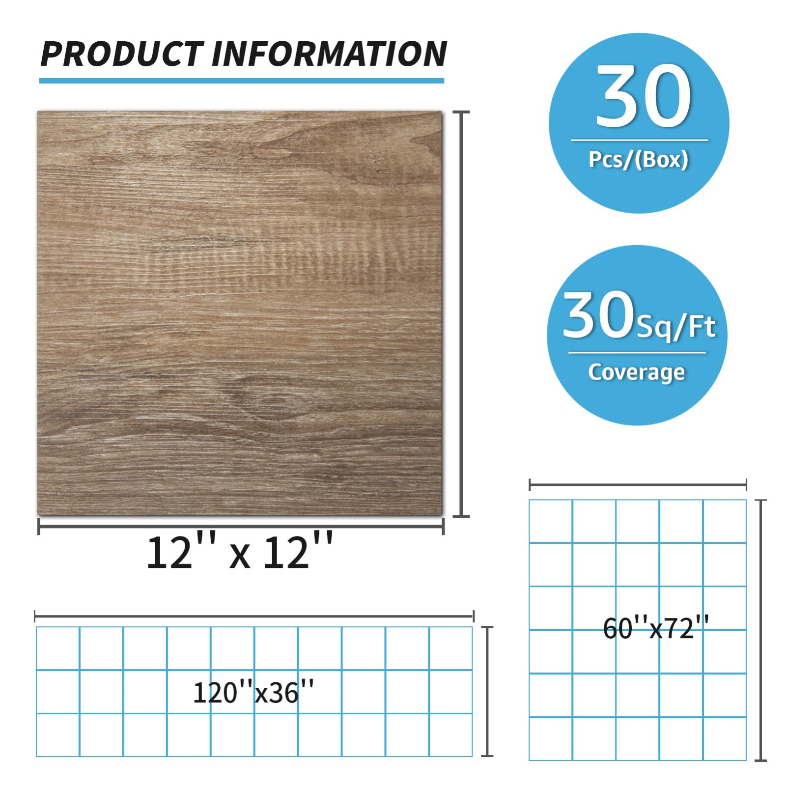 Art3d Peel and Stick Tile Vinyl Floor Tiles 30-Pack 12 x 12 inch Cover 30 Sq. Ft
