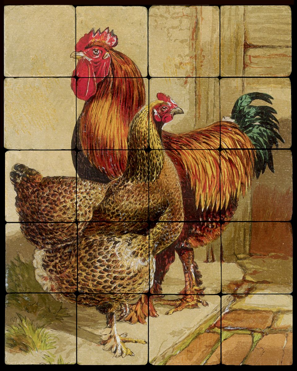 16×20 Partridge Cochins Kitchen Backsplash Mural Tumbled Marble Tiles