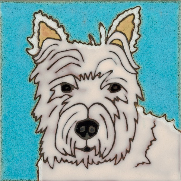 Ceramic Tile West Highland Terrier Westie Dog painting hot plate backsplash art