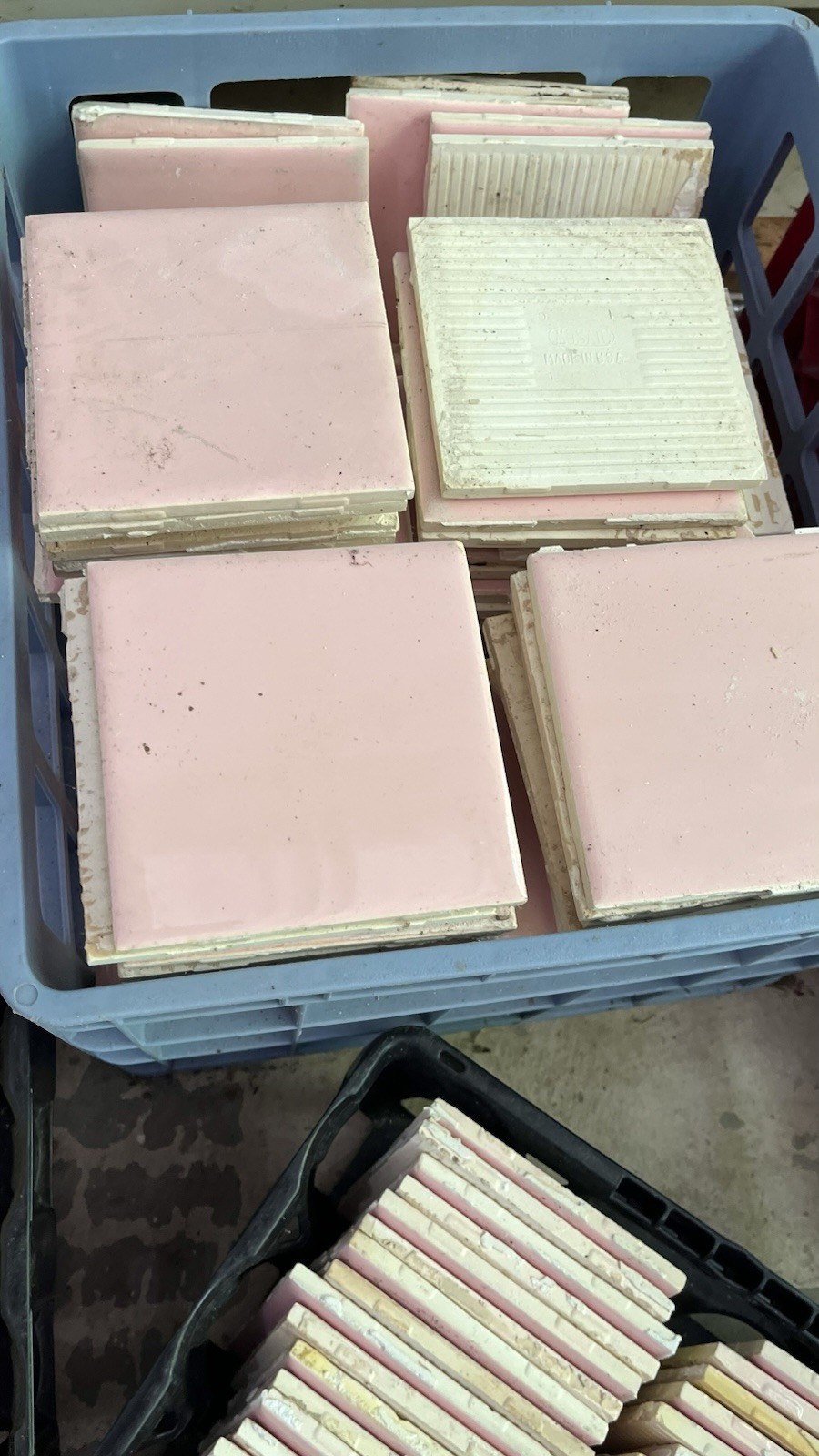 Vtg Lot 100’s-PINK Mosaic Tile USA Company-4 3/8″ Square Ceramic-Reclaimed-Ohio