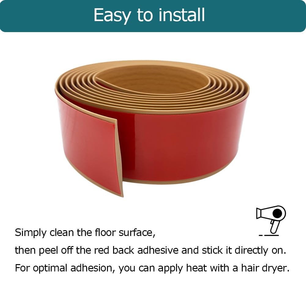 Tintvent Floor Transition Strip, Self-Adhesive Vinyl Flooring 10Feet, Brown