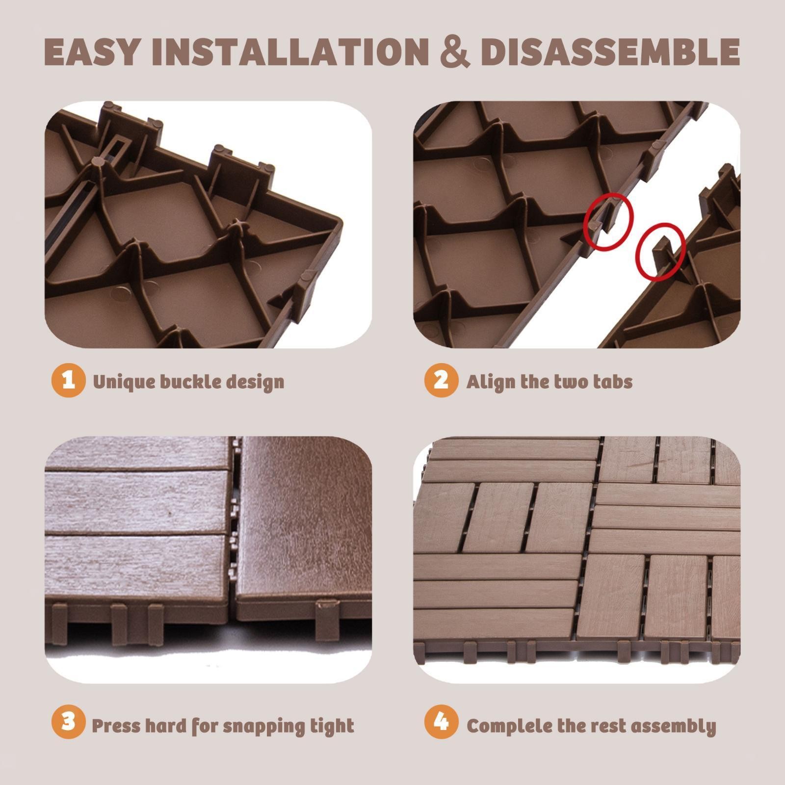 Interlocking Deck Tiles 68-Pack, 61.60 Sq.Ft, Waterproof, Composite Wood-Resin,