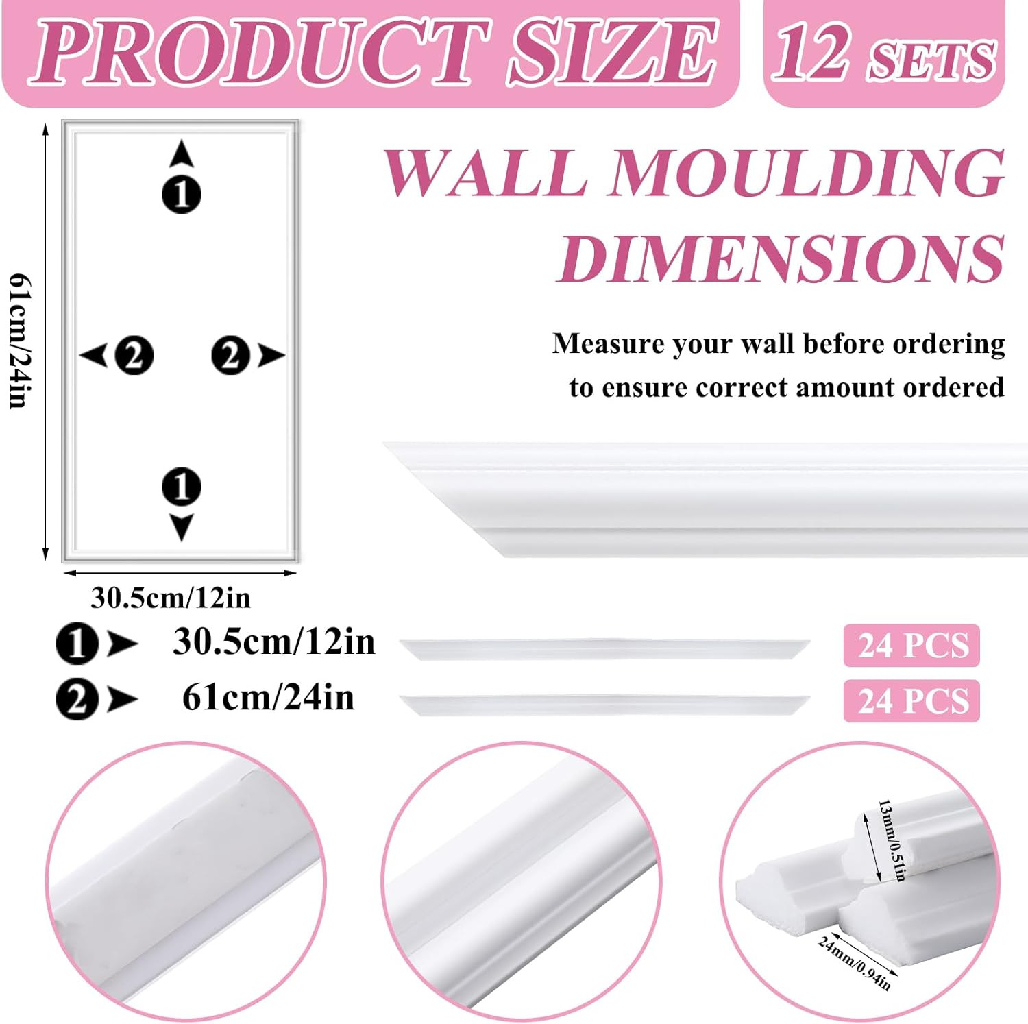 12 Set Accent Wall Molding Kit Premade Wainscoting Panels Wall Molding Peel and