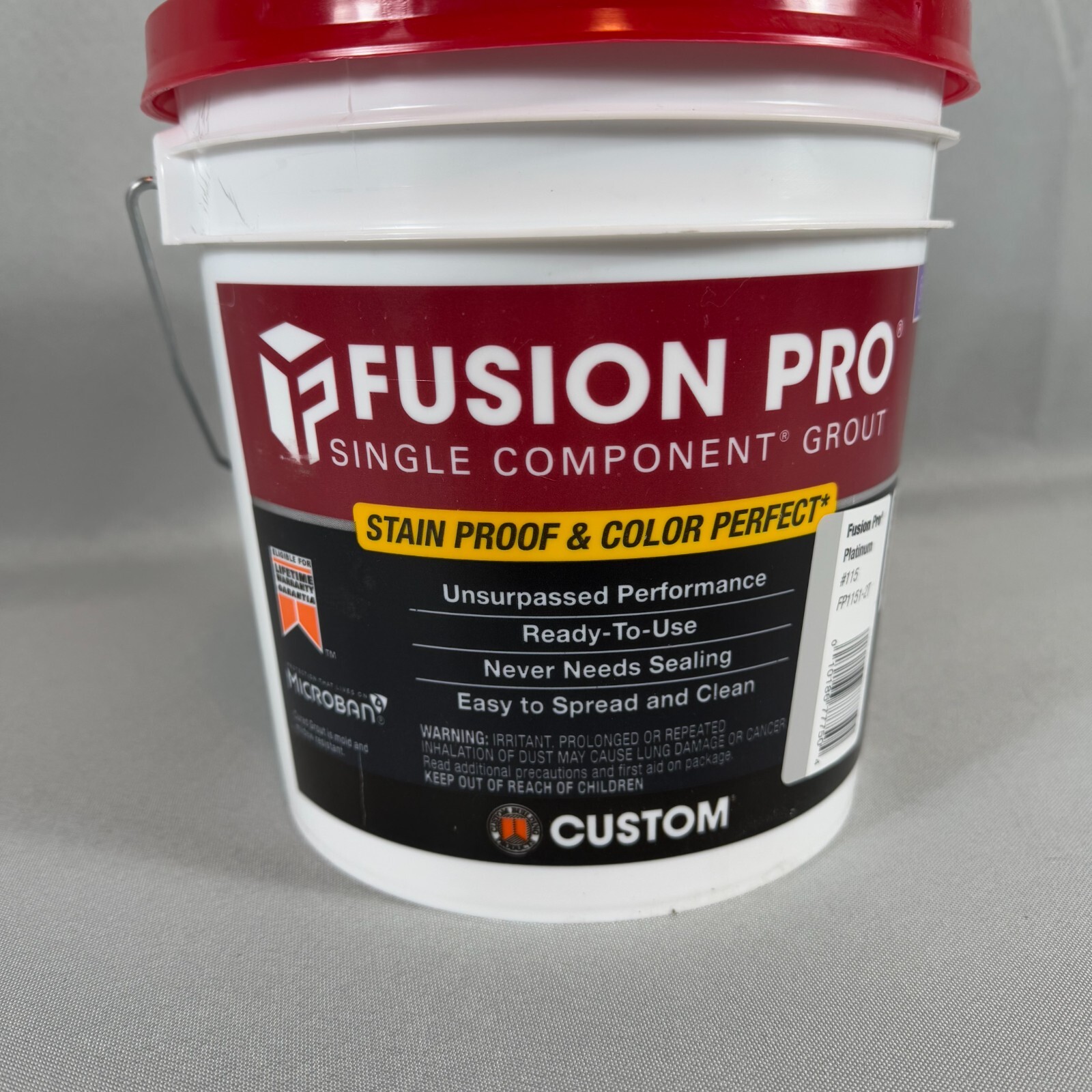 Fusion Pro #115 Platinum Single Component Grout 1 Gallon Stain Proof New Sealed