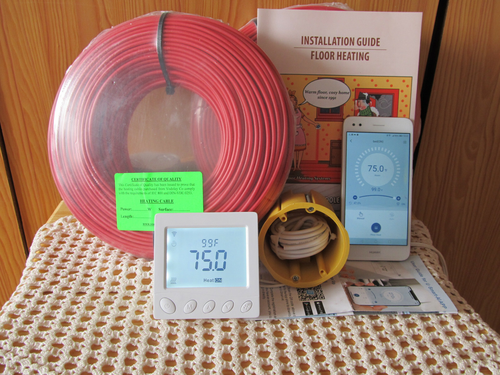 SMART Electric Floor Heating cable syst. 150-190sq.ft (14-18sq m)230V warm tiles