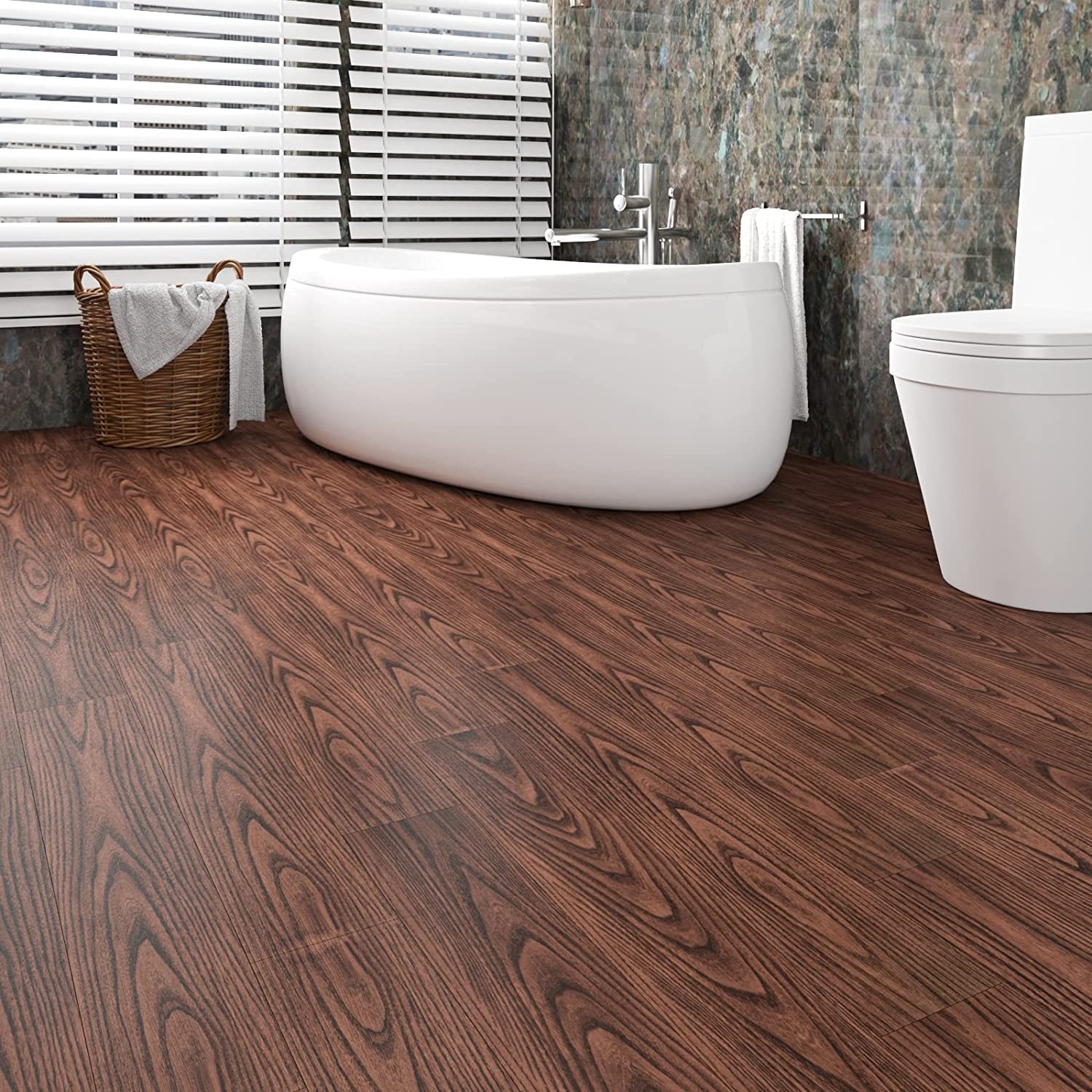 6″x36″ Brown Wood Peel and Stick Floor Tile Waterproof Walnut Wood Vinyl Plank