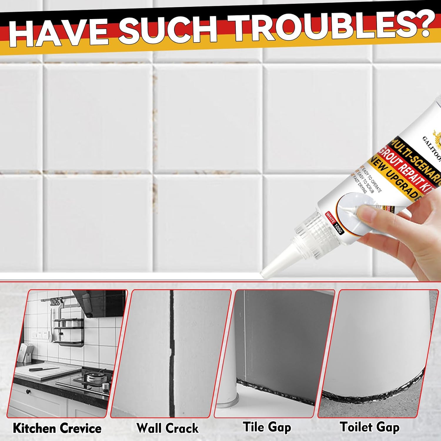 Tile Grout Repair Kit, 2 Pack Grout Filler, Fast Drying Tile Grout Paint, Grout