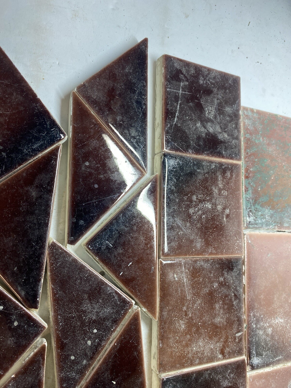 Vintage Lot Of 20 Reclaimed Salvage Wall Tiles Various Sizes And Conditions